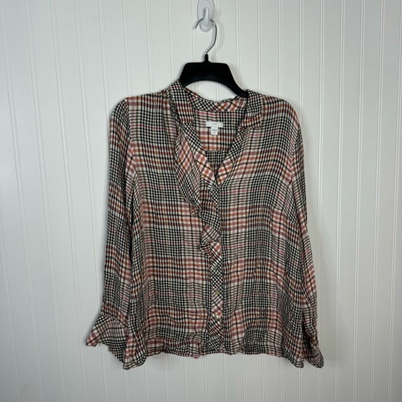 J.Jill Top Medium Petite Plaid Multicolor Long Sleeve Fall Casual Women’s - Picture 1 of 7